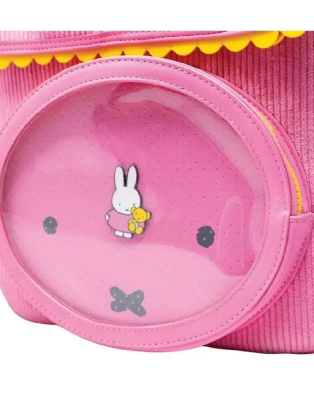 Whatever Makes You Happy Miffy Corduroy & Faux Leather Pin Trading Backpack NWT